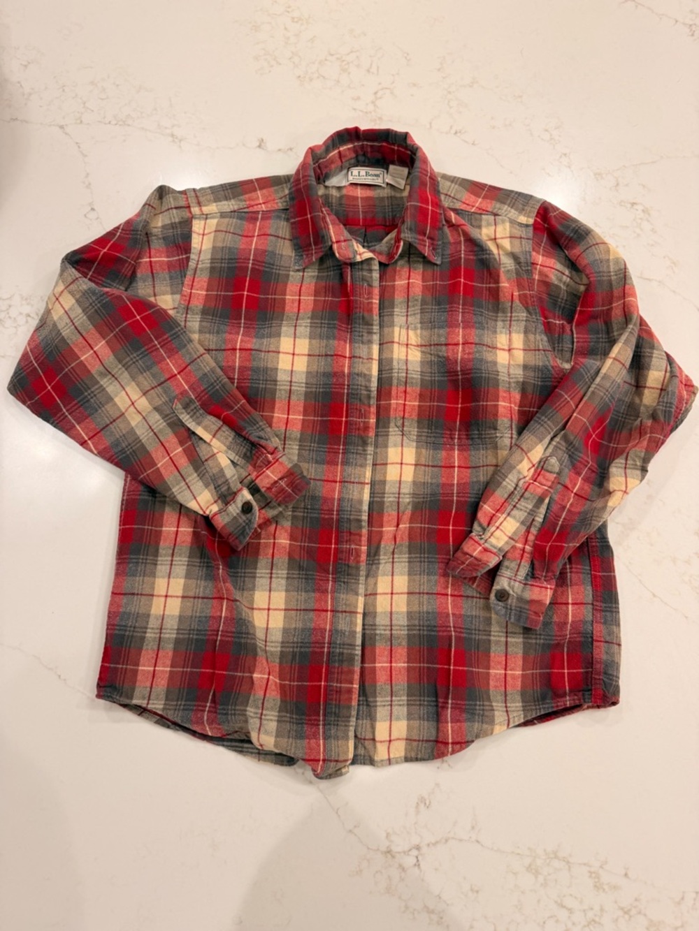 Vintage L.L.Bean Northwoods Flannel Shirt Women Medium Red Plaid Made in USA